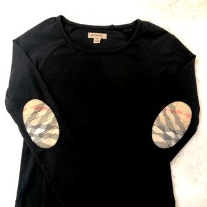 Girls Burberry black Shirt w/plaid patches sz 6Y
